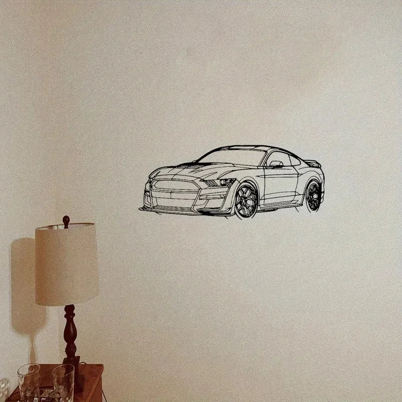 Modern Sleek Metal Car Outline Wall Sculpture Laser-Cut Line Art Decor for Home Office Garage Auto Repair Shop