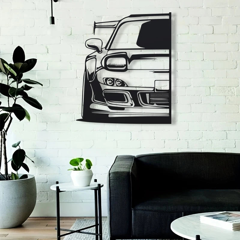 RX7 Metal Car Wall Art | Automotive Gift for Men'S Space | Birthday, Home Decoration, Themed Party，1Pc Metal Wall Decor