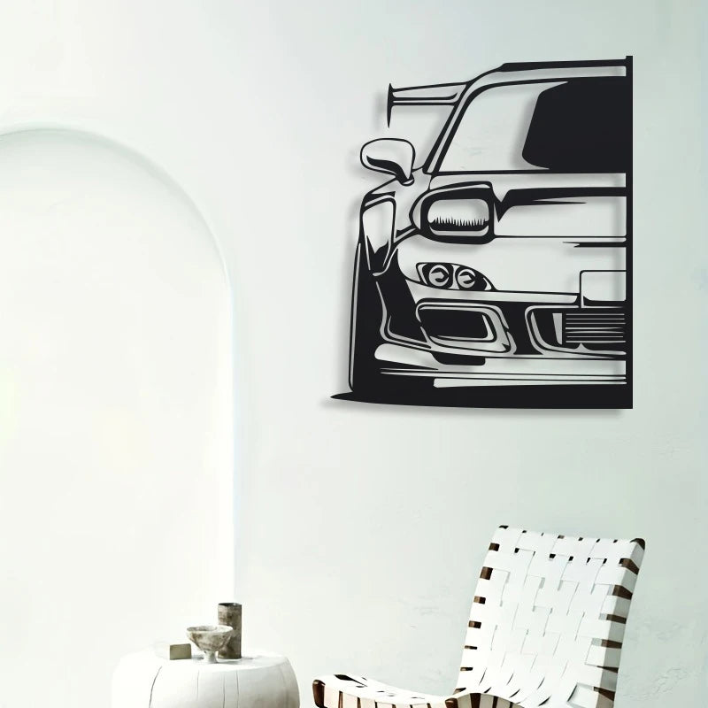 RX7 Metal Car Wall Art | Automotive Gift for Men'S Space | Birthday, Home Decoration, Themed Party，1Pc Metal Wall Decor