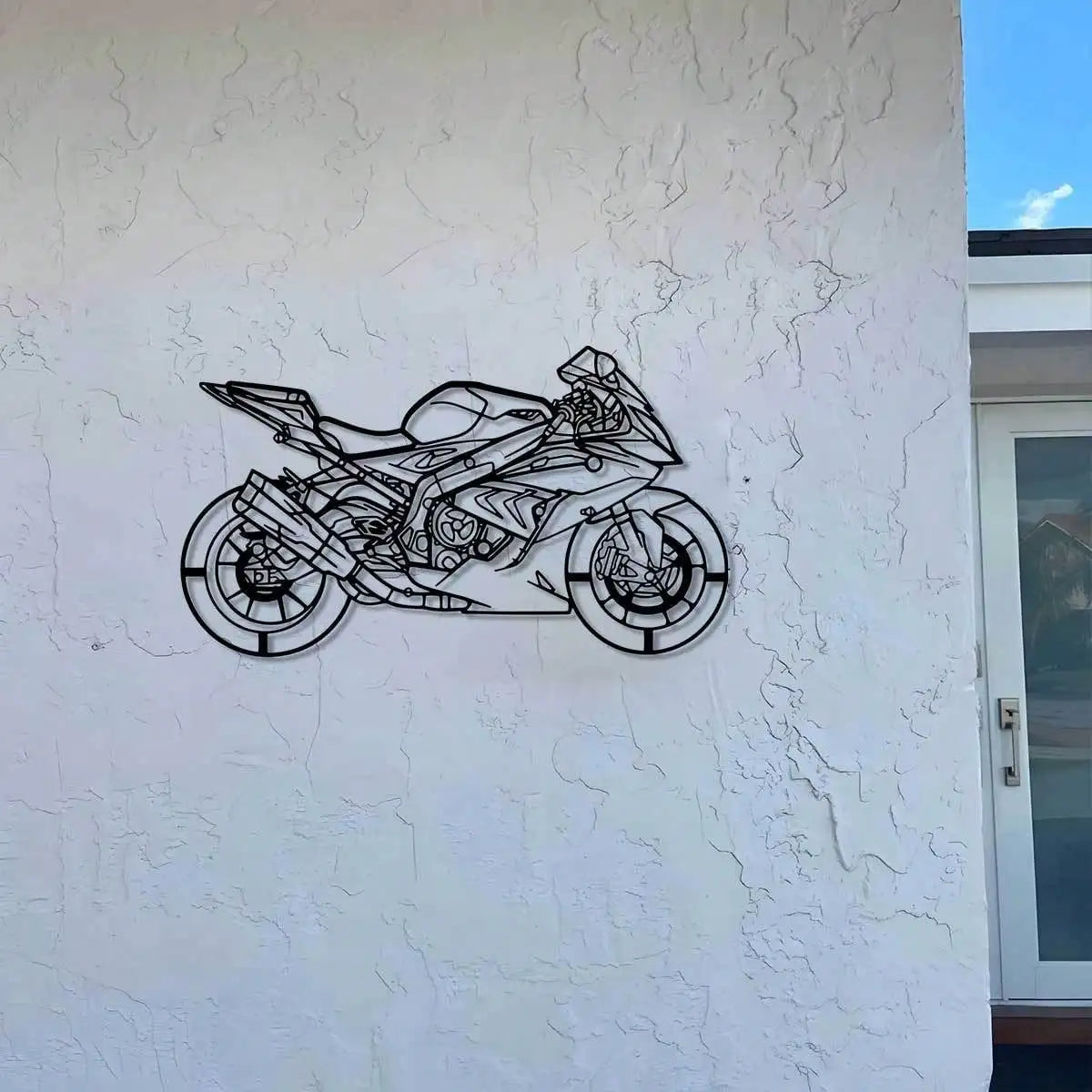 Bohemian Style Metal Motorcycle Wall Art - 11.81" Outdoor Sculpture for Garden, Patio & Living Room Decor