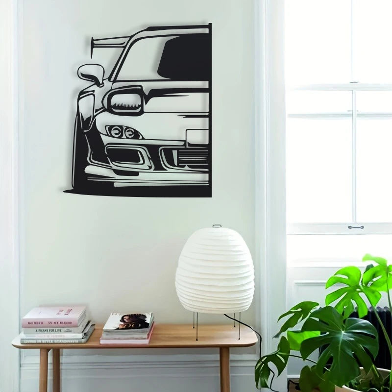 RX7 Metal Car Wall Art | Automotive Gift for Men'S Space | Birthday, Home Decoration, Themed Party，1Pc Metal Wall Decor