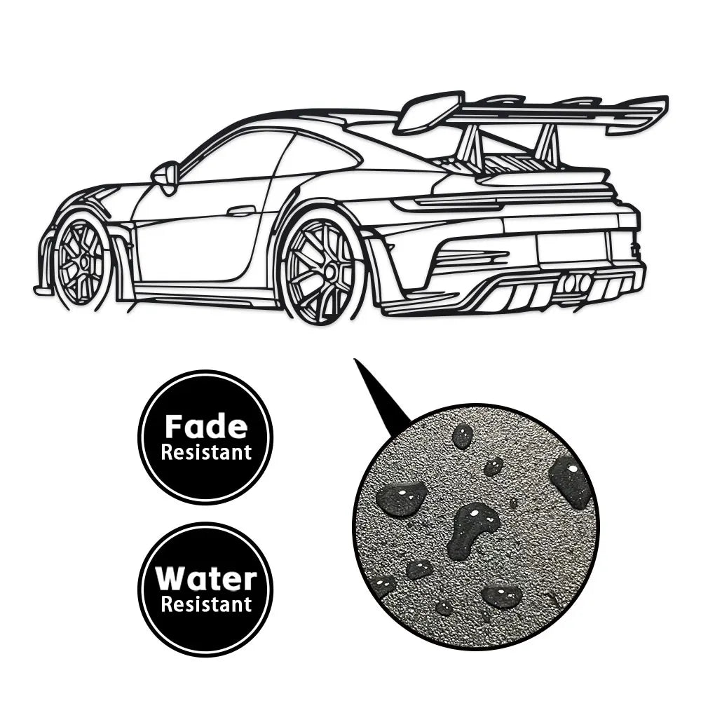 Porche-Inspired (rear view) Metal Wall Art 
