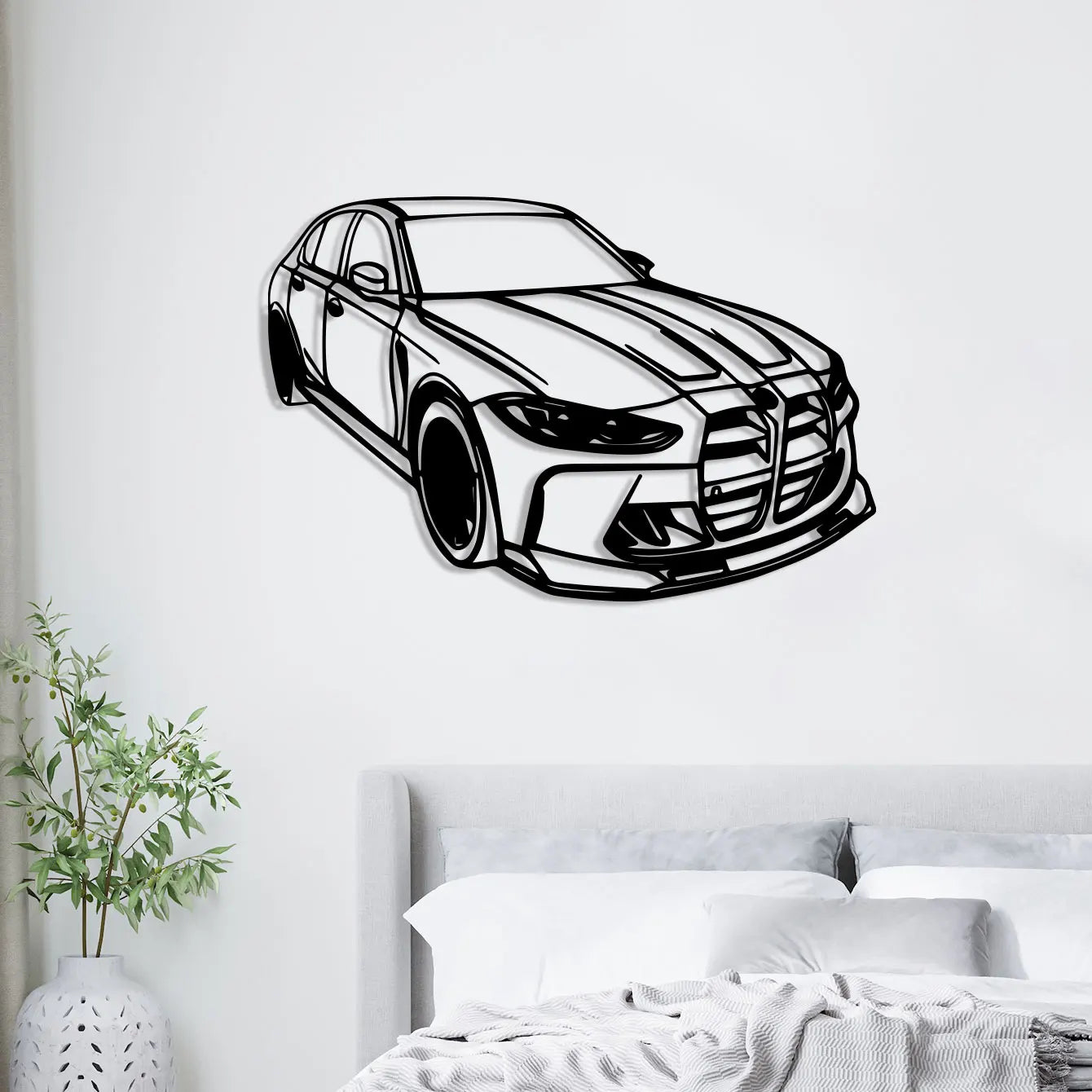 Modern Luxury Car Metal Wall Art - Sleek Black Iron Design with Red Accents, Perfect for Office, Living Room, Bedroom, Terrace
