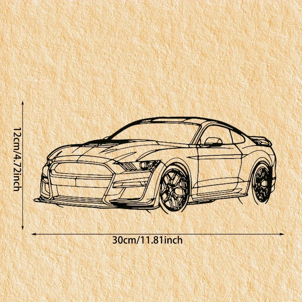 Modern Sleek Metal Car Outline Wall Sculpture Laser-Cut Line Art Decor for Home Office Garage Auto Repair Shop
