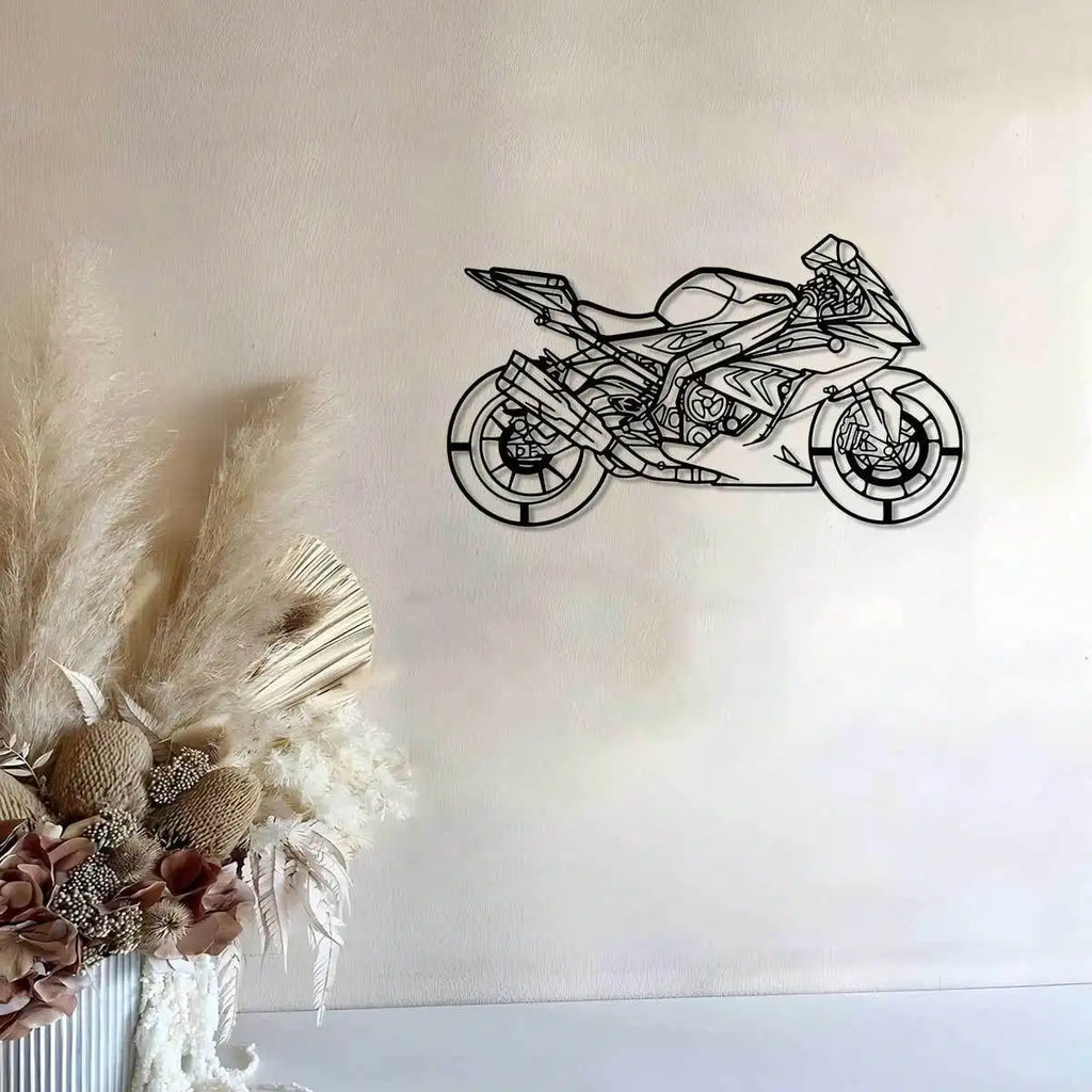 Bohemian Style Metal Motorcycle Wall Art - 11.81" Outdoor Sculpture for Garden, Patio & Living Room Decor