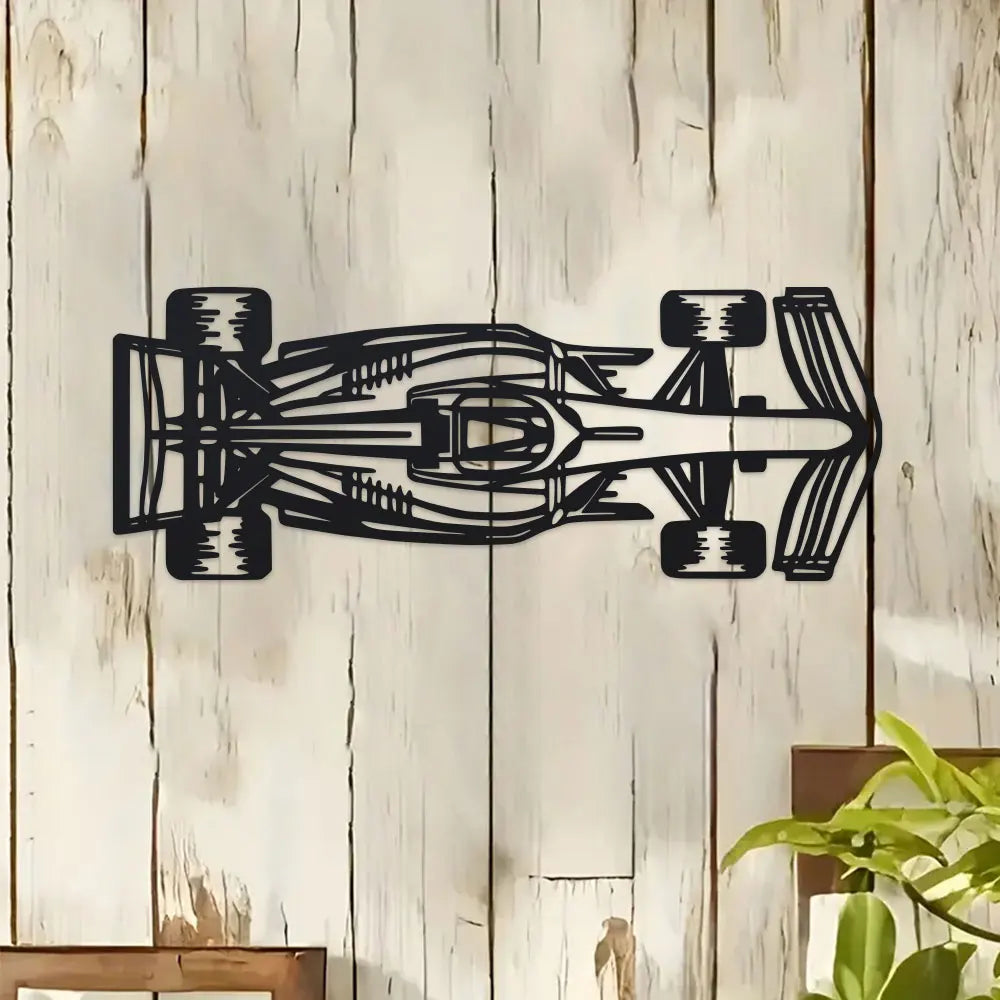 [Unique Racing Car Wall Decor] 1Pc Art Deco Car Silhouette Metal Wall Art - Sleek Racing Sculpture for Car Enthusiasts