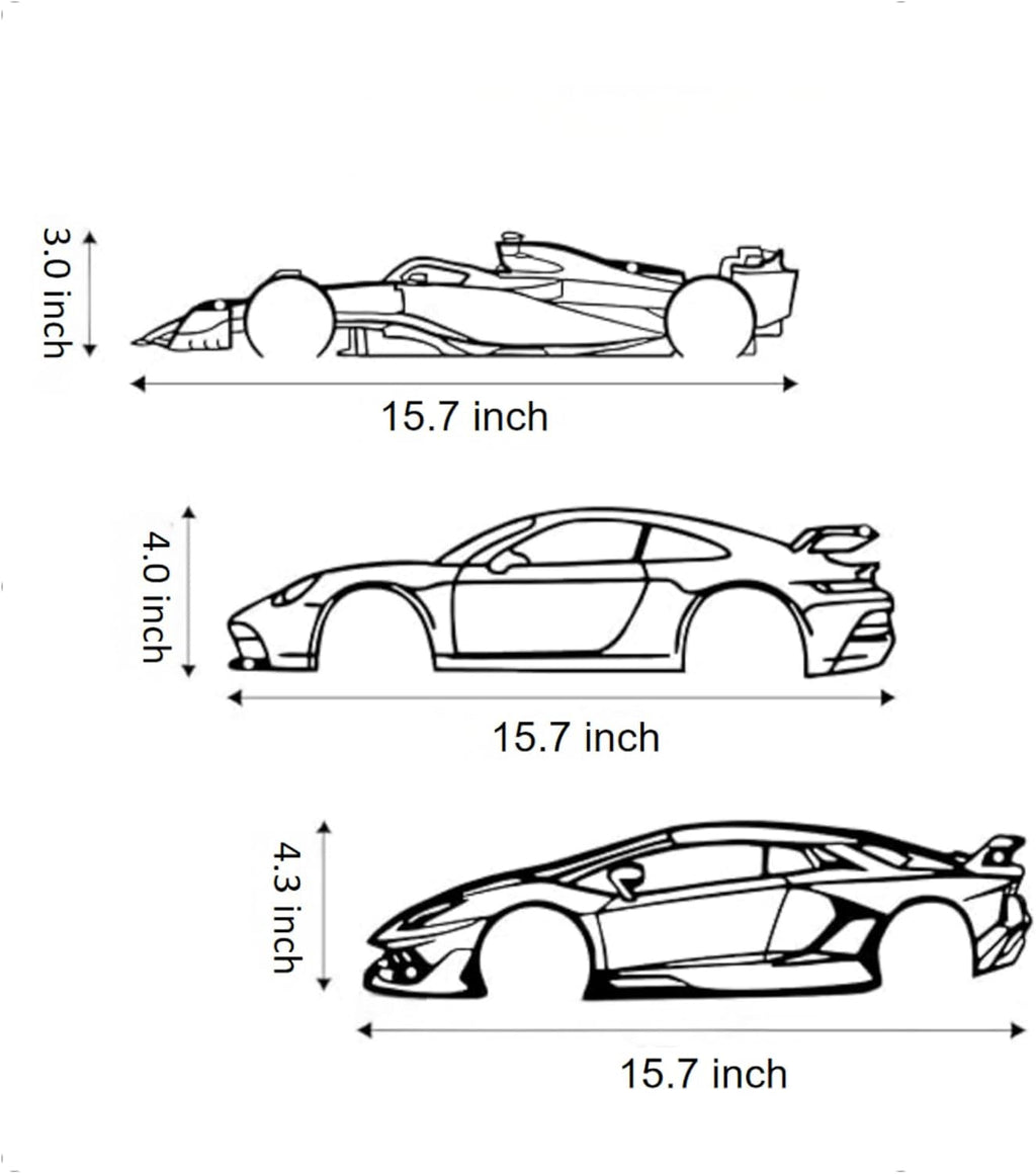 Dynamic Metal Racing Car Wall Art Decor - Set of 3 Sleek Silhouette Signs for Garage, Bedroom, Man Cave & Automotive Enthusiasts