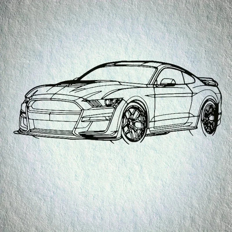 Modern Sleek Metal Car Outline Wall Sculpture Laser-Cut Line Art Decor for Home Office Garage Auto Repair Shop